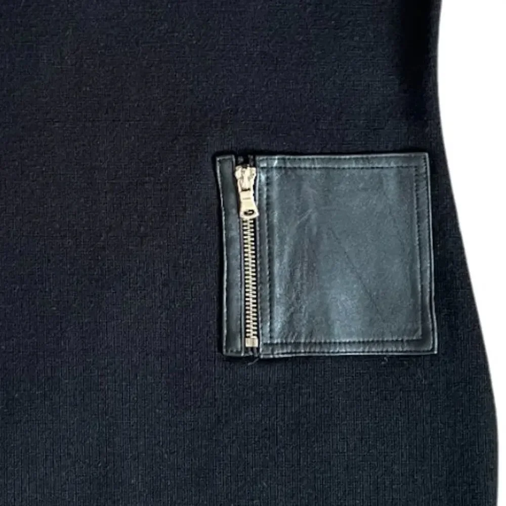 Dolce & Gabbana Black Front Pocket Leather Accent Mini Dress, XS/US2/T38 - Picture 8 of 15